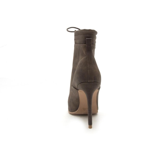 Qupid Nubuck PU Khaki Lace Up Heel Booties - Picture 2 of 8